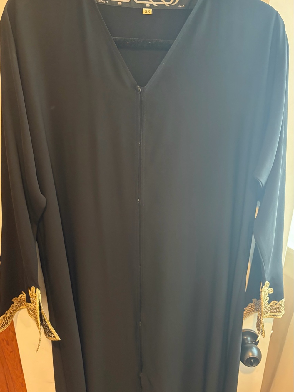 Women’s fancy black abaya with Gold Embroidered Cuffs